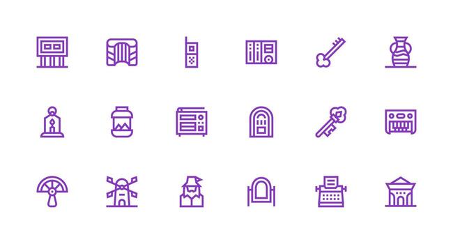 antiguo diseño íconos presentando 18 en fuerte carrera línea estilo web y aplicación icono paquete colección vector