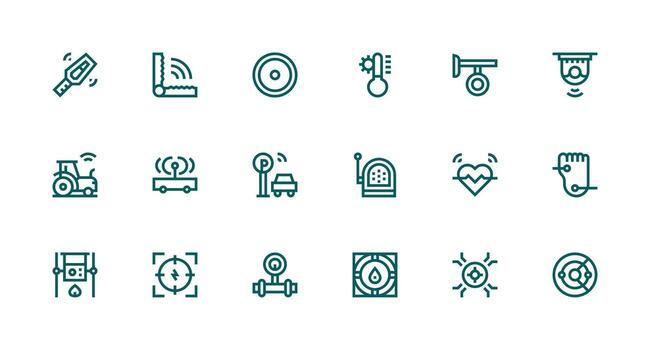 sensor presentando 18 íconos en fuerte carrera línea diseño detallado icono colección para diseño sistemas vector