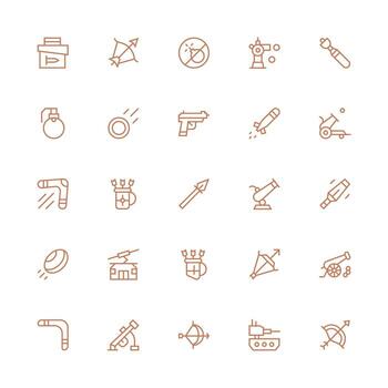 25 Medium Stroke Outline Vectors for Projectile Theme UI and UX Focused Icon Collection