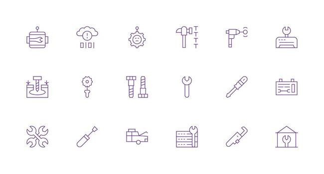 Minimal Line Icons from Fixing Set with 18 Vectors Lightweight Icon Series for Fast Prototypes