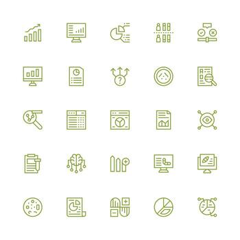 medio carrera contorno íconos desde datos análisis conjunto con 25 vectores organizado glifo íconos para rápido diseño