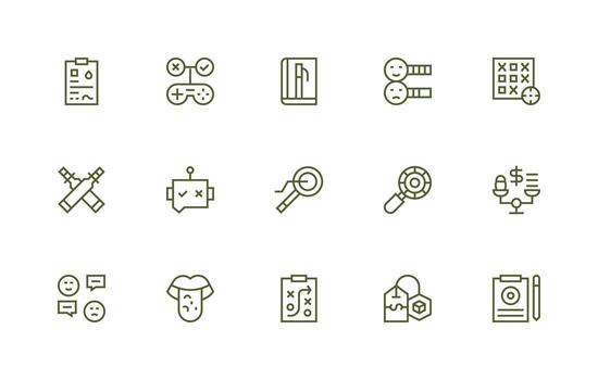 15 evaluación íconos en regular línea estético alta resolución íconos para ninguna plataforma vector