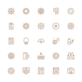 parámetros conjunto con 25 medio carrera contorno íconos digital icono colección vector