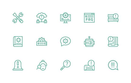 15 Regular Line Designs for Troubleshooting Icons Scalable Icons for Cross-Platform Interfaces vector