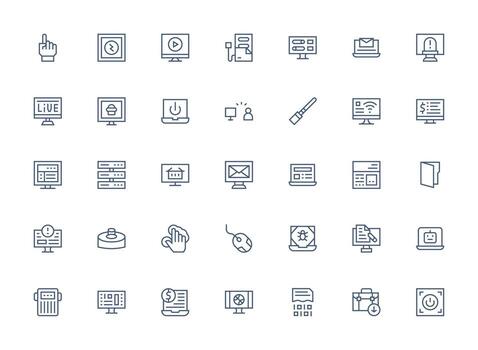 Regular Clean Line Icons from Computer Set with 35 Vectors Creative Icon Set