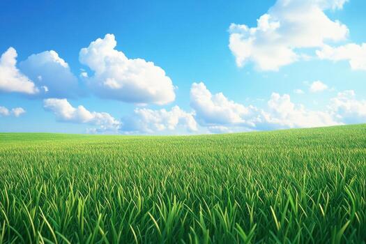 A green field with blue sky and clouds photo