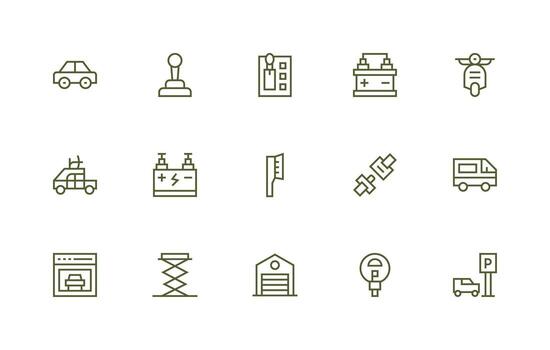 15 Regular Line Vectors for Automobile Theme Multi-Purpose Icon Pack for Templates