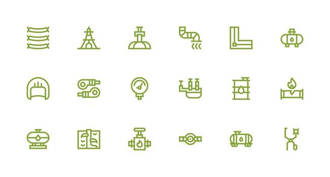 18 Strong Stroke Line Icons for Pipeline Graphics Web and App Icon Pack Collection vector