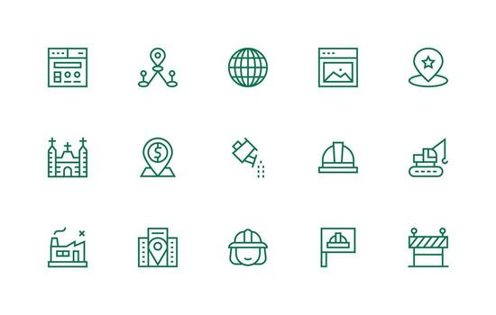 Site Icon Collection with 15 Regular Line Designs Full Icon Library for UI Designers vector