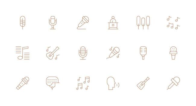 18 Icons for Vocal in Minimal Line Format Theme-Based Icon Pack vector