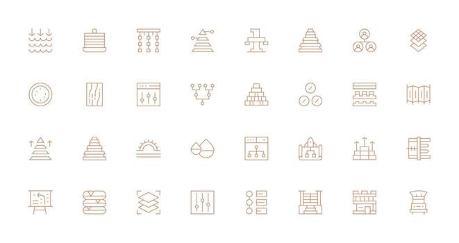 Levels Design Icons featuring 32 in Thin Line Style Neutral Style Icons for Any Project vector