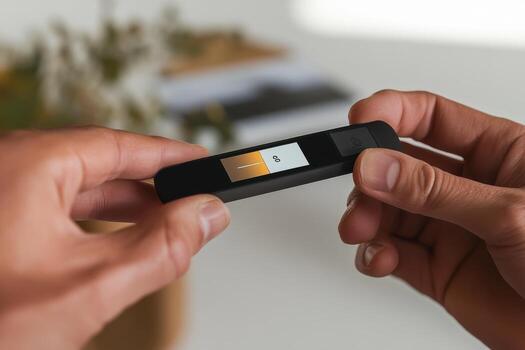 un persona participación un pequeño electrónico dispositivo con un batería foto