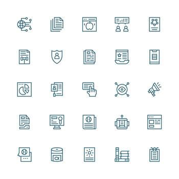 medio carrera contorno estilo información íconos con 25 vectores rápido acceso íconos para ui desarrollo