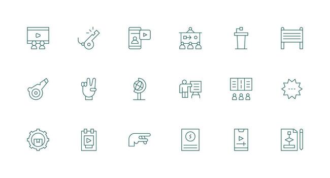 instructivo conjunto con 18 mínimo línea íconos icono conjunto para proyectos vector