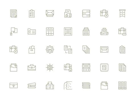 35 archivos íconos en ligero línea estético rápido acceso íconos para ui desarrollo vector