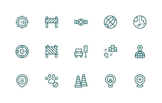 Zone Design Icons featuring 15 in Regular Line Style Neatly Designed Icons for Web Platforms vector