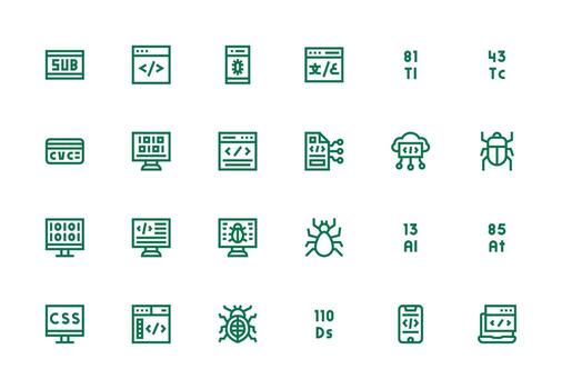 código visual paquete conteniendo 24 grueso línea línea íconos funcional icono serie vector