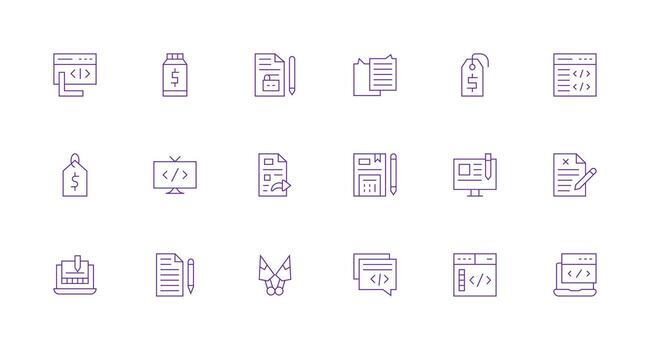 18 Icons for Markup in Minimal Line Format Icon Set for Web vector