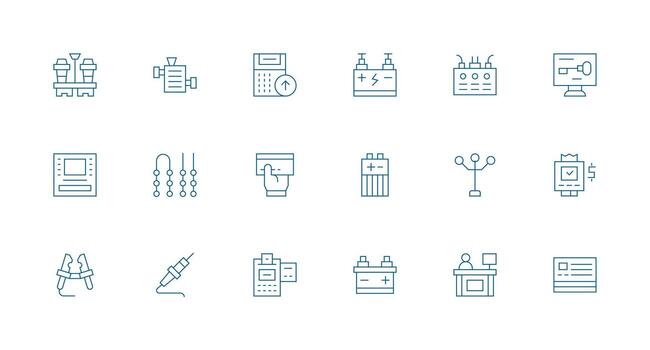 Terminal Icon Set with 18 Minimal Line Graphics Balanced Icon Set for Functional Design vector