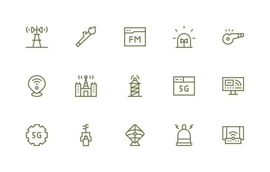 15 Regular Line Designs for Signal Icons Fully Editable Icon Set for Web vector