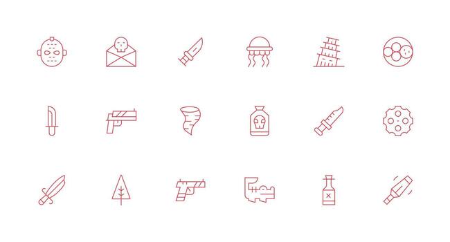 Dangerous Visual Pack containing 18 Minimal Line Icons Clear and Concise Icon Set Collection vector