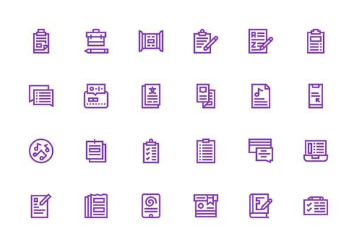 notas icono colección con 24 grueso línea línea diseños rápido acceso íconos para ui desarrollo vector