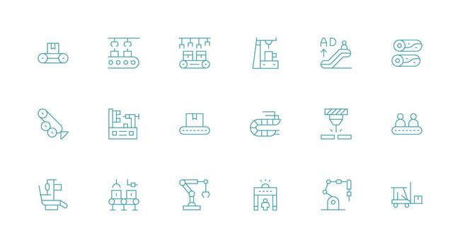 18 Minimal Line Vectors for Conveyor Theme Flexible Icon System for Web Interfaces