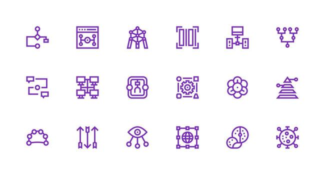 Data Flow Icon Set with 18 Strong Stroke Line Graphics Layout Icon Collection vector
