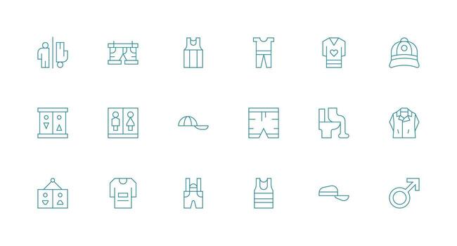 18 íconos para unisexo en mínimo línea formato listo para la interfaz de usuario icono colección vector