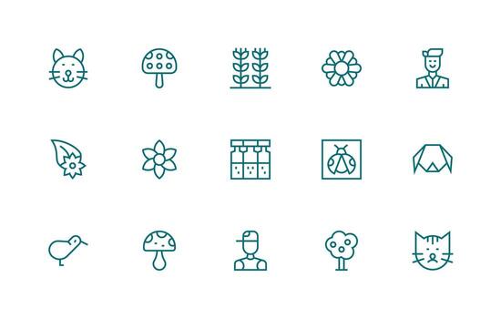 Regular Line Icons from Icon Graphic Set with 15 Vectors Modern Icon Set