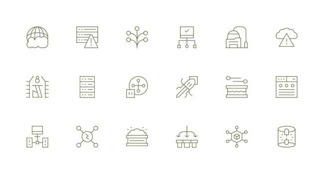 Server featuring 18 Icons in Minimal Line Design Interface Icon Collection vector