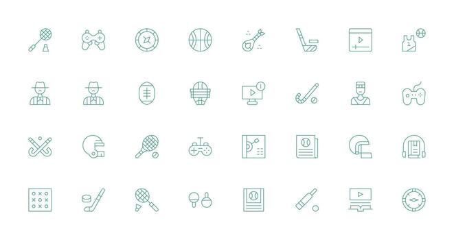 32 Player Icons in Thin Line Aesthetic Well-Structured Icons for Creative Use vector