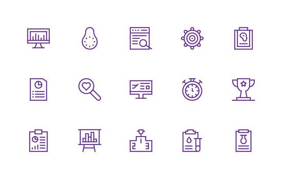 15 Regular Line Icons for Results Graphics Lightweight Icon Series vector