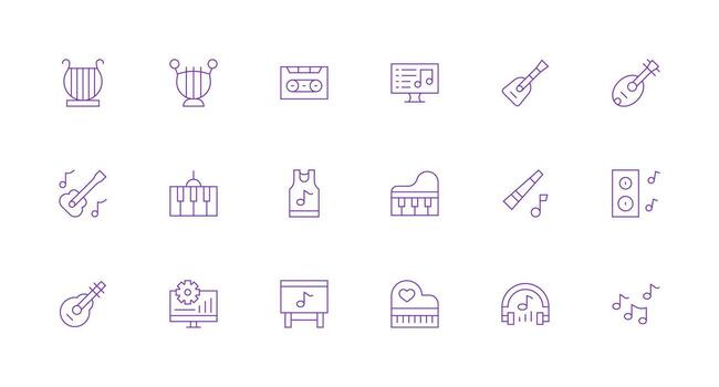 Tune Design Icons featuring 18 in Minimal Line Style Icon Set vector
