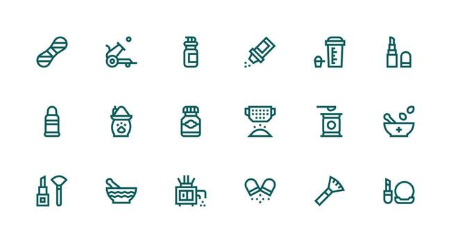 Strong Stroke Line Icons from Powder Set with 18 Vectors Flexible Icon System for Web Interfaces