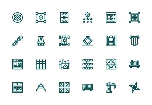 24 grueso línea línea estilo íconos desde marco de referencia colección digital icono colección vector