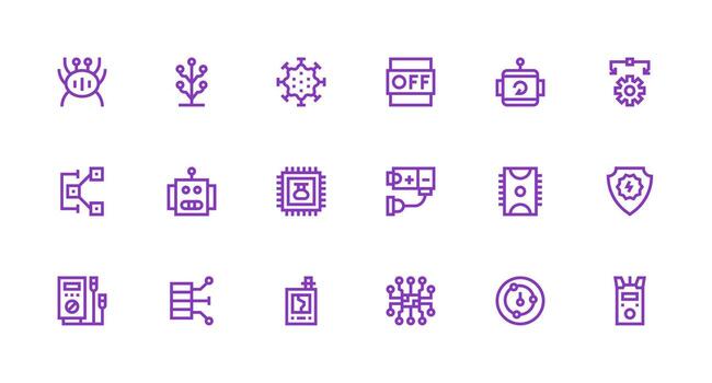 Circuit Icon Collection with 18 Strong Stroke Line Designs Responsive Icon Set for Flexible Layouts vector