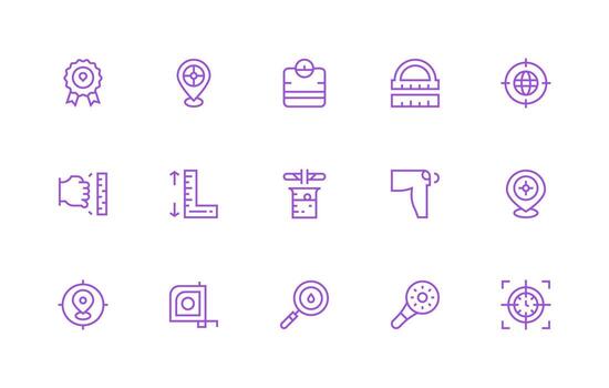 Precise Icon Set with 15 Regular Line Graphics Style Icon Set vector
