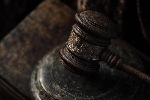 Judge's gavel on a book photo