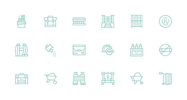 Materials Set with 18 Minimal Line Icons Clean Icon Collection for Web Use vector