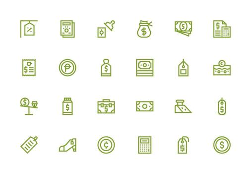 24 Thick Line Line Style Icons from Price Collection Clean Set for Layout Prototypes vector