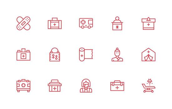 15 Regular Line Style Icons from First Responder Collection Clean Icon Collection for Web Use vector