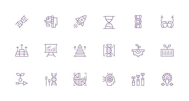 evolución presentando 18 íconos en mínimo línea diseño mínimo icono conjunto para interfaz proyectos vector
