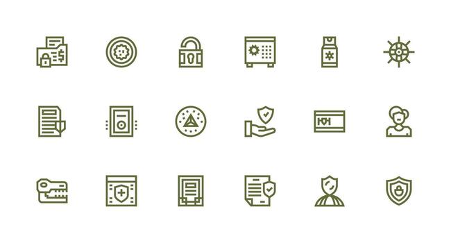Protected Data including 18 Strong Stroke Line Illustrations Complete Icon Bundle for Web Design vector
