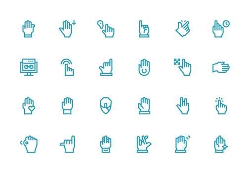 hacer clic presentando 24 íconos en grueso línea línea diseño de múltiples fines icono paquete para plantillas vector