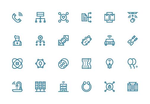 grueso línea línea estilo conectado íconos con 24 vectores usuario interfaz íconos para digital productos
