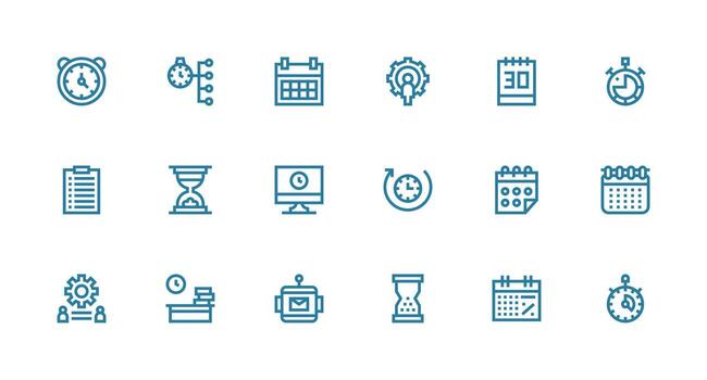 tarea administración icono colección con 18 fuerte carrera línea diseños reutilizable icono conjunto vector