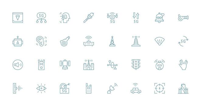 Delgado línea estilo señal íconos con 32 vectores completamente editable icono conjunto para web