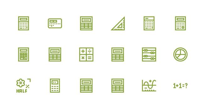 18 Icons for Math in Strong Stroke Line Format Modern Line and Glyph Icon Series vector