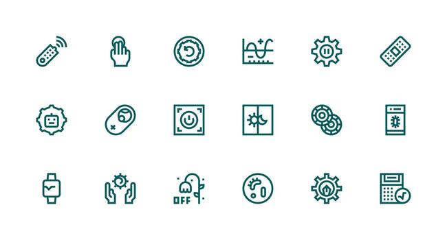 Strong Stroke Line Style Function Icons with 18 Vectors Icon Set for Projects